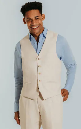 Gilet en lin couleur crème coupe slim