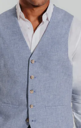Gilet en lin bleu clair