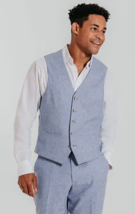 Gilet en lin bleu clair