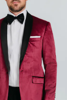 Veste velours slim bordeaux
