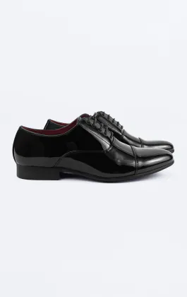 Chaussures Oxford à bouts ronds en verni noir