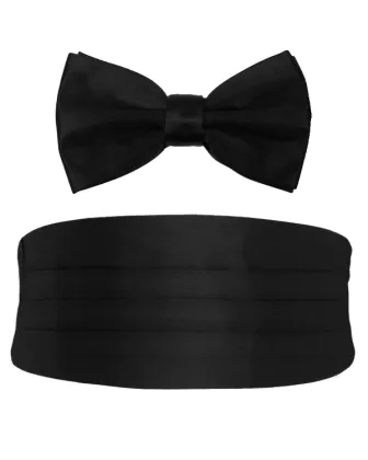 Ensemble Ceinture de Smoking & Nœud Papillon Pré-Noué Noir