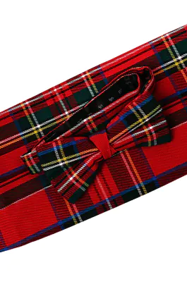 Dobell Ensemble Ceinture de Smoking & Nœud Papillon Pré-noué Rouge Tartan