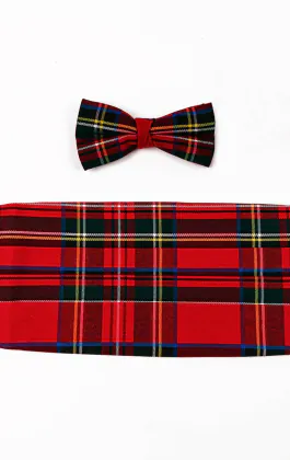 Dobell Ensemble Ceinture de Smoking & Nœud Papillon Pré-noué Rouge Tartan
