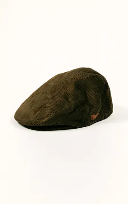 Casquette plate classique en velours côtelé vert olive