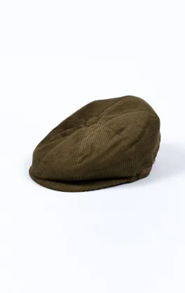 Casquette Newsboy en velours côtelé vert olive