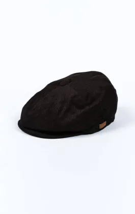 Casquette Newsboy en velours côtelé noir