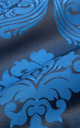 Pochette Motif Jacquard Victorien Bleu