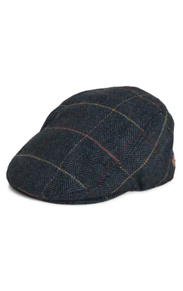 Casquette Plate Tweed Bleu Foncé à Carreaux