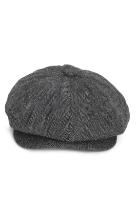 Chapeau Baker Boy Gris Tweed à Chevrons