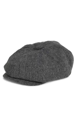Chapeau Baker Boy Gris Tweed à Chevrons