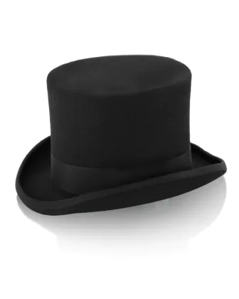 Chapeau Haut-de-Forme Noir Traditionnel, Laine Feutrée