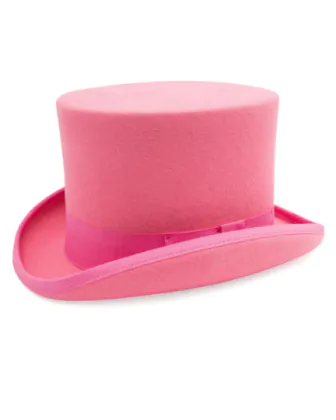 Chapeau Haut de Forme Rose 100% Laine