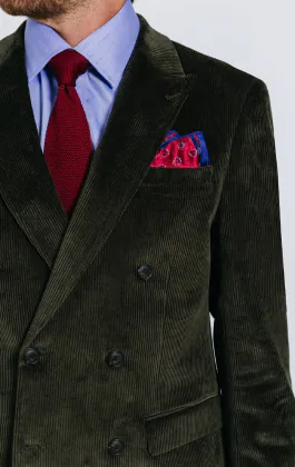 Veste croisé en velours côtelé vert