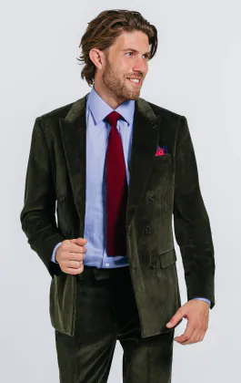 Veste croisé en velours côtelé vert