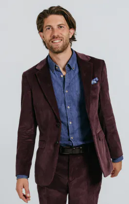 Veste en velours côtelé bordeaux