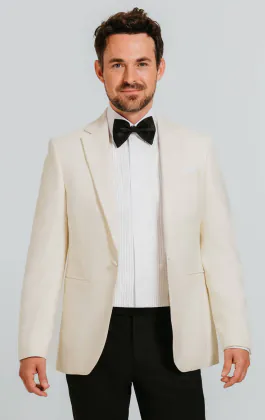 Veste de smoking blanche à revers cranté