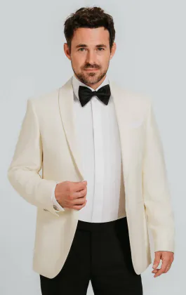 Veste de smoking blanche à revers de châle