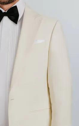 Veste de smoking blanche à col en pique, coupe slim