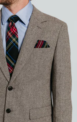Veste de costume tweed marron à chevrons