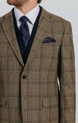 Veste Tweed John G Hardy – Pure Laine, Carreaux Marron Clair, Fabrication Britannique, Taille 42