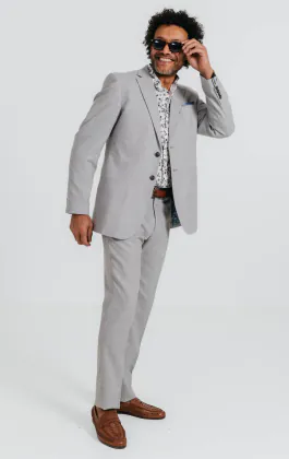 Veste de costume en lin gris clair