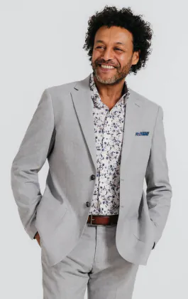 Veste de costume en lin gris clair