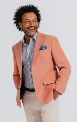 Veste en sergé de lin corail