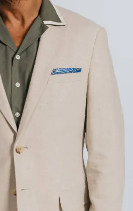Veste de costume à chevrons en lin marron avoine