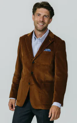 Veste en velours côtelé marron moyen avec poches plaquées