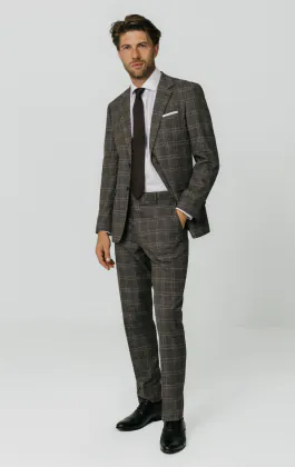 Veste de costume à carreaux marron