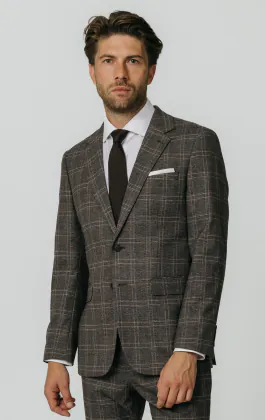 Veste de costume à carreaux marron