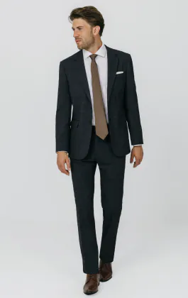 Veste de costume à carreaux marine et rouille