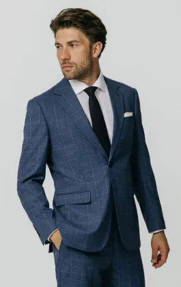 Veste de costume à carreaux bleu