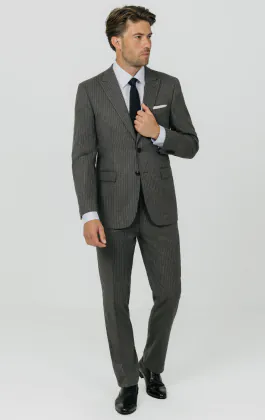 Veste de costume charbon à rayures craie