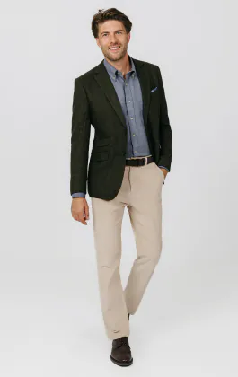 Veste en tweed vert à chevrons