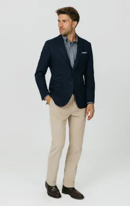 Marineblau tweed jackett mit fischgrätmuster