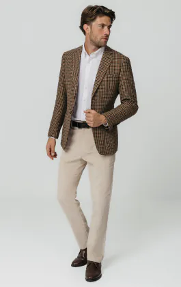 Veste en tweed pied-de-poule marron