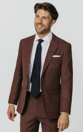 Veste de costume tisséee en bois de rose foncé