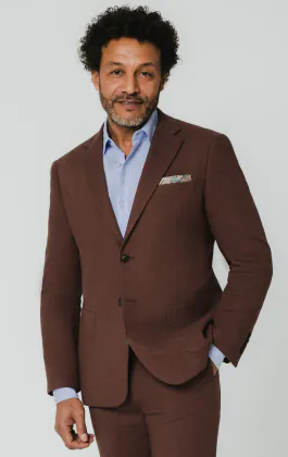 Veste de costume en lin moka