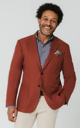 Veste en lin terre cuite