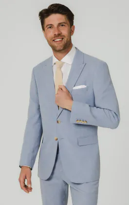 Veste de costume bleu clair en tissu hopsack