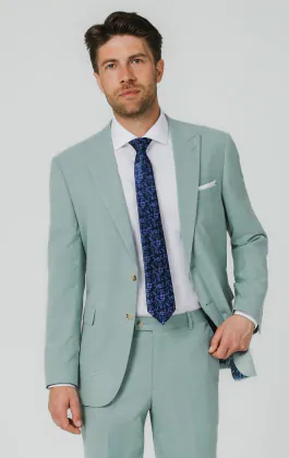Veste de costume vert menthe en tissu hopsack