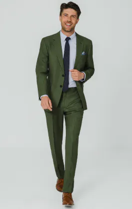 Veste de costume en tissu texturé vert pin