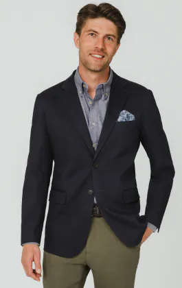 Veste en coton sergé bleu marine