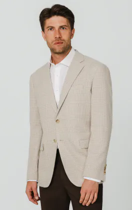 Veste à carreaux Prince of Wales beige