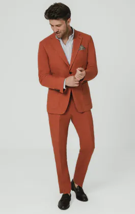 Veste de costume en pur lin orange brûlé