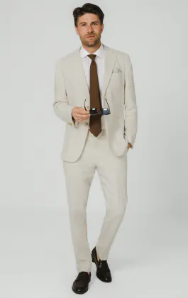 Veste de costume en pur lin couleur crème