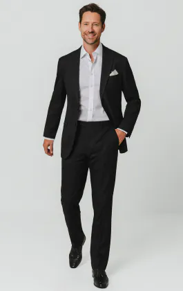 Veste de costume à fines rayures noires