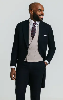 Veste de jaquette bleu marine à chevrons